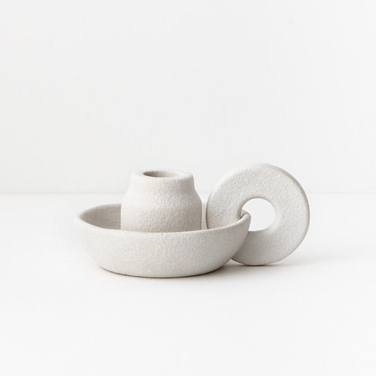 Matilda Candle Holder - Stone White