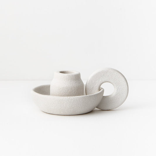 Matilda Candle Holder - Stone White